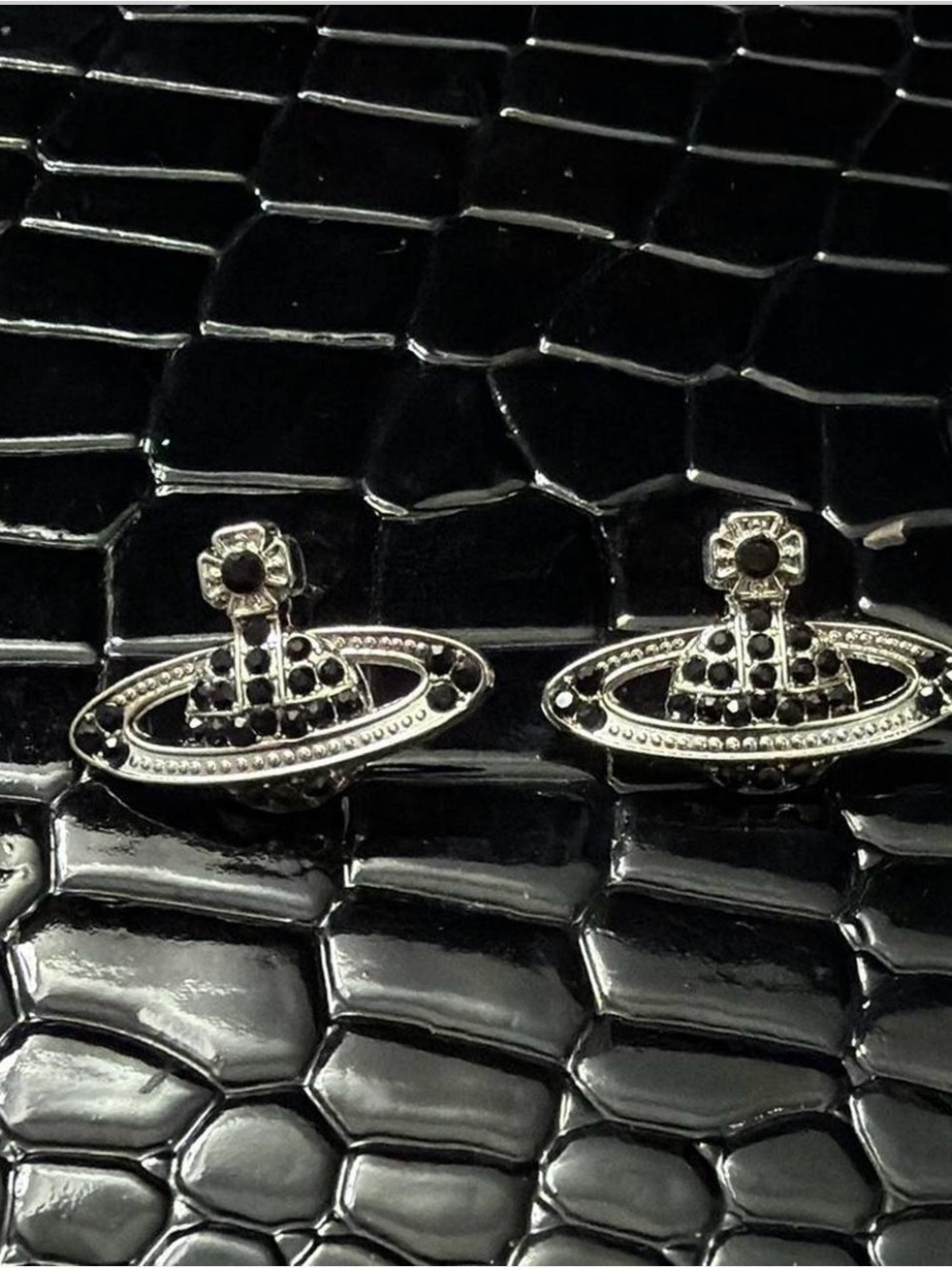 Vivienne Westwood Black and Silver Orb Earrings